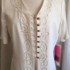 R & M Richards by Karen Kwong Ivory Petite 12 Vintage Two Piece Skirt Dress